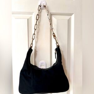 Gucci, small black bag with silver chain handle and silver hardware